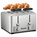 Costway Stainless Steel 4 Slice Toaster Extra-Wide Slot 6 Shade Setting w/ Warming Rack