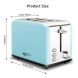 Toaster 2 Slice, Keenstone Retro Stainless Steel Bread Toaster with Cancel, Bagel, Defrost Function and 6 Browning Settings, 1.5 Inch Extra Wide Slots, Removable Crumb Tray, Blue - 1