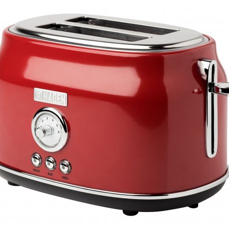 Haden Dorset 2-slice Wide Slot Stainless Steel Retro Toaster, Red 75001 