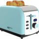 2 Slice Retro Toasters, Keenstone Stainless Steel Toaster with LED Timer Display and 1.5" Wide Slot, Defrost/Reheat/Cancel Fuction, 6 Toasting Shade Settings, Removable Crumb Tray, Bule - 0