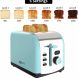 2 Slice Retro Toasters, Keenstone Stainless Steel Toaster with LED Timer Display and 1.5" Wide Slot, Defrost/Reheat/Cancel Fuction, 6 Toasting Shade Settings, Removable Crumb Tray, Bule - 2