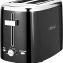 Bella - 2-Slice Extra-Wide/Self-Centering-Slot Toaster - Black With Stainless Steel Accents