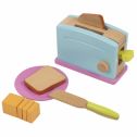 Wooden Toaster Toy - 9-Piece Pretend Play Kitchen Set Bread Butter Kids, Wood Play Food Children Playtime