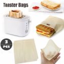 3Pcs Toaster Bags Reusable for Grilled Cheese Sandwich Non-Stick Heat Resistant