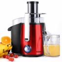 850W Power Juicer, Centrifugal Juicer Extractor Press Juicer Machine 3 Inch Wide Mouth 2-SPEED with LED Light, One Button Easy Clean Stainless Steel Juice Blender for Vegetables and Fruits, Red