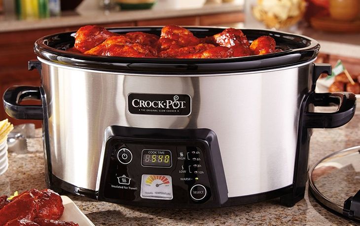 6-Quart Cook Carry Digital Slow Cooker with Heat Saver Stoneware Stainless Steel