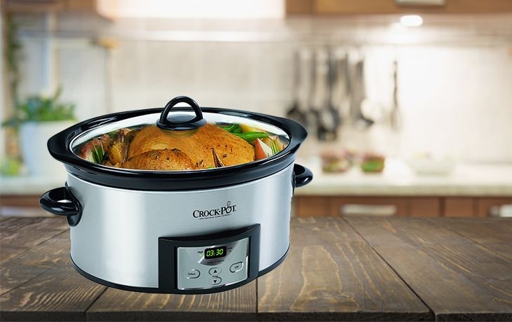 Crock-Pot SCCPVC605-S 6-quart Countdown Oval Slow Cooker with Dipper  Warmer, Stainless Steel 