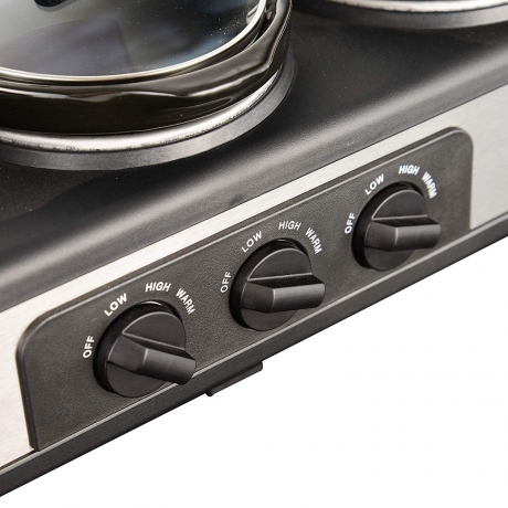 Triple Slow Cookers, 3x1.5 Qt Food Warmer Adjustable-Temp Buffet