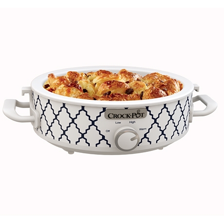 Crock-Pot SCCPCCM250N-BT-WM Casserole Crock 2.5-Quart Oval Slow Cooker Blue  White Trellis