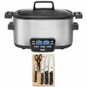 Cuisinart MSC-600 6 Quart 3-In-1 Cook Central Multicooker Slow Cooker Steamer Bundle with Home Basics 5-Piece Knife Set with Cutting Board