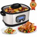 NutriChef PKPC35 - Countertop Oven Multi-Cooker Pro with Easy Crock Oven Cooking Presets, Sous Vide Mode, Display (Stainless Steel)