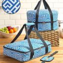 3pcs Celebrity TOP CHEF FOOD CARRIER SLOW COOKER AND CASSOROLE CARRIER WITH HANDLES... (BLUE A MAZE)