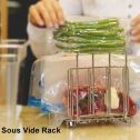 Sous Vide Rack - AUCHEN Heavy Duty 304 Stainless Steel, Square 7.8 x 6.4 Inch, Adjustable and Collapsible, Fast Even Heating for Sous Vide Bags with Sous Vide Cooking - Fits Any Sous Vide Container
