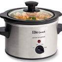 Elite Gourmet MST-250XS Electric Slow Cooker, Adjustable Temp, Entrees, Sauces, Stews & Dips, Dishwasher Glass Lid &&nbsp;Ceramic Pot, 1.5Qt Capacity, Stainless Steel