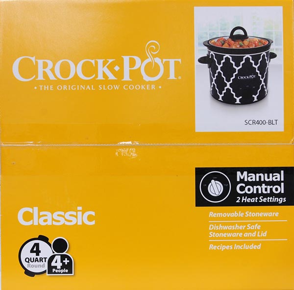 Crock Pot Classic Manual Control Slow Cooker 4qt Model SCR400-BLT -WM1