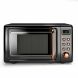700W Kitchen  Glass Turntable Golden Retro LED Display Countertop Microwave Oven - 0