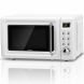 700W Kitchen Glass Turntable White Retro LED Display Countertop Microwave Oven - 0