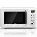 700W Kitchen Glass Turntable White Retro LED Display Countertop Microwave Oven - 1
