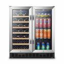 Lanbo Lockable Large Built In 33 Bottle/70 Can Wine and Beverage Refrigerator