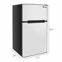 Double Door Mini Fridge with Freezer for Bedroom Office or Dorm with Adjustable Remove Glass Shelves Compact Refrigerator 3.1 cu ft, Stainless Steel