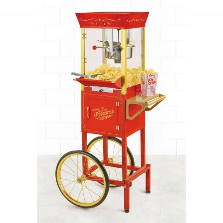 Nostalgia CCP510 Vintage 8-Ounce Professional Popcorn and Concession Cart, 53 Inches Tall, Makes 32 Cups of Popcorn - Red Photo