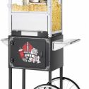 Great Northern TopStar Black Commercial Quality Popcorn Machine with Cart, 12oz