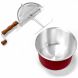 Barton Popcorn Maker Stovetop Pop Popcorn Popper Hand Stirring Crank Cooker Kettle Pop Wooden Handle, Red - 3