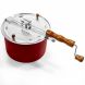 Red Popcorn Maker Stovetop Kettle Popper Hand Crank Stirring with Removable Lid - 1