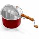 Red Popcorn Maker Stovetop Kettle Popper Hand Crank Stirring with Removable Lid - 2