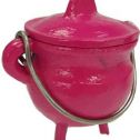 Hot Burning Cauldron in Bright Hot Pink Made of Cast Iron Size Small 2 3/4" x 3"