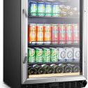 Lanbo 110 Cans 6 Bottle Under Counter Built-in Compressor Beverage Refrigerator, 24 Inch Wide