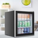 Topcobe Beverage Refrigerator and Cooler, Mini Fridge for Soda Beer or Wine, Beverage Center with Glass Door and Blue Interior Light