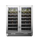 LanboPro Stainless Steel Dual Zone Wine Cooler - Seamless Stainless Steel French Doors 62 Bottle Capacity