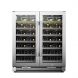 LanboPro Stainless Steel Dual Zone Wine Cooler - Seamless Stainless Steel French Doors 62 Bottle Capacity - 0