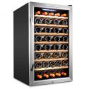 Ivation 51 Bottle Compressor Wine Cooler Refrigerator w/Lock | Large Freestanding Wine Cellar For Red, White, Champagne or Sparkling Wine | 41f-64f Digital Temperature Control Fridge Stainless Steel