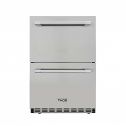thor kitchen 24" indoor and outdoor double drawer under-counter refrigerator in stainless steel 5.3cu.ft trf2401u