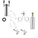 2 Faucet Tower Kegerator Conversion Kit - Stainless Steel Tower - US Sankey D System - 5lb CO2 Tank